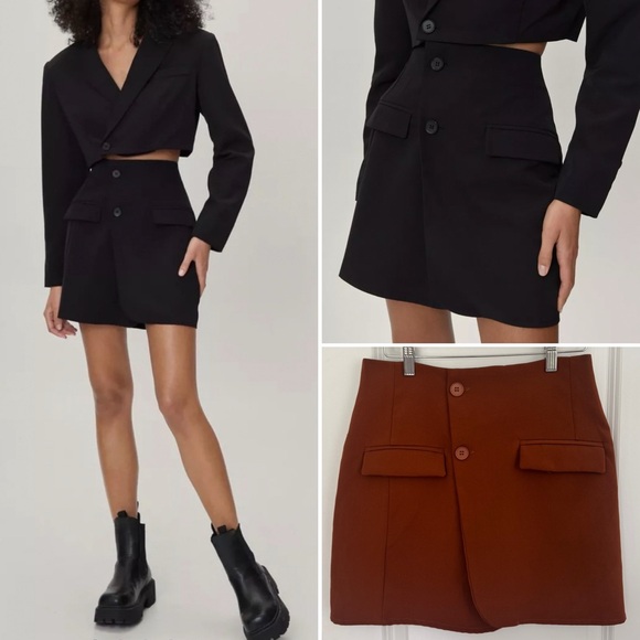 Nasty Gal Collection Asymmetrical Tailored Wrap Skirt - Picture 1 of 8